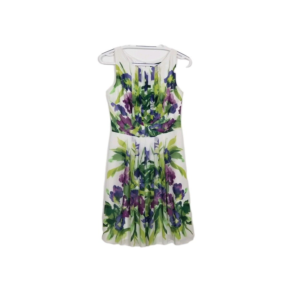 Lauren Ralph Lauren Women Floral Pleated Dress Sz 6P Sleeveless Summer Fairy